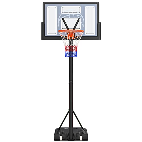 Yohood Basketball Hoop Outdoor 10ft Adjustable, Portable Basketball Hoop Goal System for Kids Youth and Adults in Backyard/Driveway/Indoor, 44 Inch Shatterproof Backboard