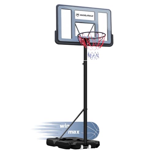 WIN.MAX Basketball Hoop Outdoor 3.8-10ft Adjustable Height, 44inch Backboard, Swimming Pool Basketball Hoop & Goal for Kids/Adults Indoor