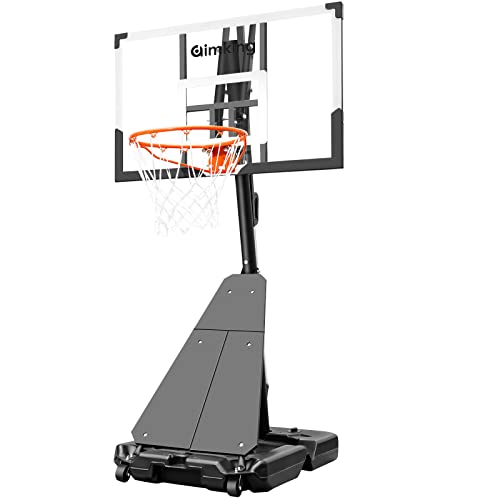 Aimking Portable Basketball Hoop Outdoor System with 29-44 Inch Shatterproof Backboard, 3.2FT-10FT Height Adjustable Basketball Goal System for Youth/Teens/Adults Indoor Outdoor