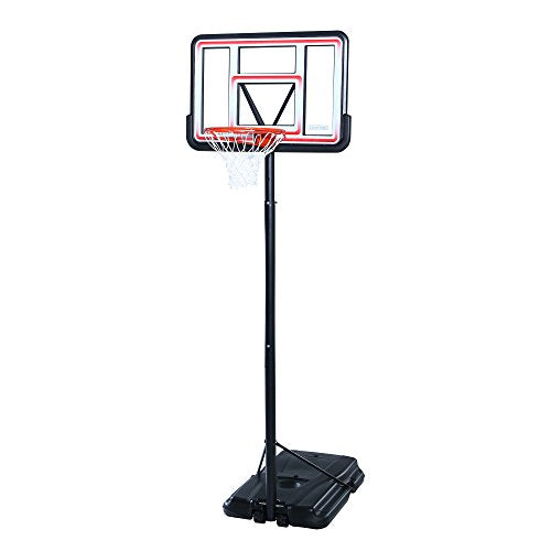 Lifetime Height Adjustable Portable Basketball Hoop Pro Court System, 44 Inch Backboard, Red/White