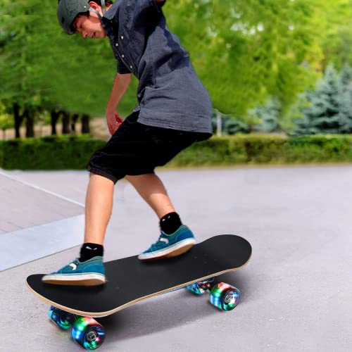 GIEEU Skateboards with Colorful Flashing Wheels for Beginners,Kids,Teens,Adults,31 x 8 Inch Complete Standard Skate Boards 9 Layer Canadian Maple Deck Concave Skateboard