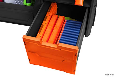 NERF Elite Blaster Rack - Storage for up to Six Blasters, Including Shelving and Drawers Accessories, Orange and Black - Amazon Exclusive