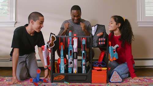 NERF Elite Blaster Rack - Storage for up to Six Blasters, Including Shelving and Drawers Accessories, Orange and Black - Amazon Exclusive