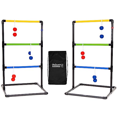 GoSports Ladder Toss Indoor & Outdoor Game Set with 6 Soft Rubber Bolo Balls and Travel Carrying Case - Choose Pro or Classic