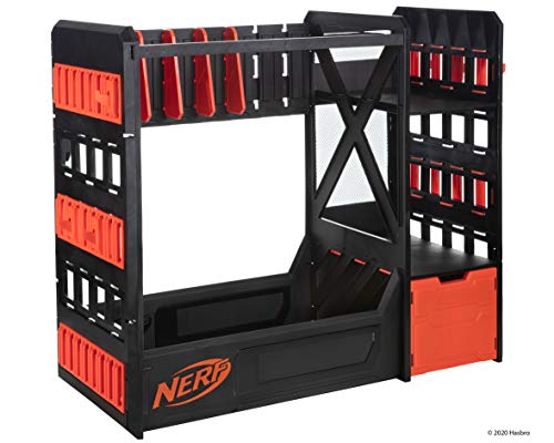 NERF Elite Blaster Rack - Storage for up to Six Blasters, Including Shelving and Drawers Accessories, Orange and Black - Amazon Exclusive