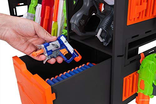 NERF Elite Blaster Rack - Storage for up to Six Blasters, Including Shelving and Drawers Accessories, Orange and Black - Amazon Exclusive