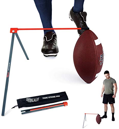 Trailblaze Football Kicking Tee True Strike Pro | Football Kicking Stand | Football Tee Holder Compatible for All Ball Sizes | Super Strong Portable Football Field Goal Stand with Improvement Tracker