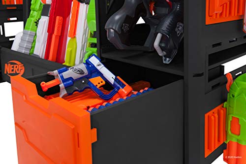 NERF Elite Blaster Rack - Storage for up to Six Blasters, Including Shelving and Drawers Accessories, Orange and Black - Amazon Exclusive