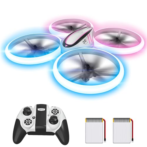 Q9s Drones for Kids,Cool RC Drone with Altitude Hold and Headless Mode,Hobby Quadcopter with Blue&Pink Light,2 Batteries and Remote Control,Birthday and Xmas Gifts Toys for Boys and Girls,Pink