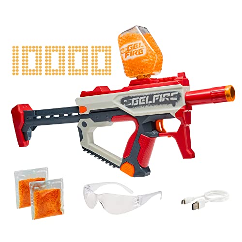 Nerf Pro Gelfire Mythic Full Auto Blaster & 10,000 Gelfire Rounds, 800 Round Hopper, Rechargeable Battery, Eyewear, Ages 14 & Up