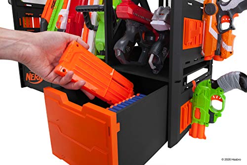 NERF Elite Blaster Rack - Storage for up to Six Blasters, Including Shelving and Drawers Accessories, Orange and Black - Amazon Exclusive