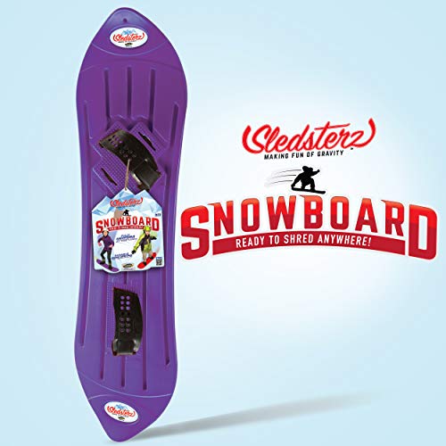 The Original Geospace Sledsterz Kids Beginner Snowboard for Winter Fun on Snow, with Adjustable Step-in Bindings; for Kids Between 4 to 12 Years Old (Purple)