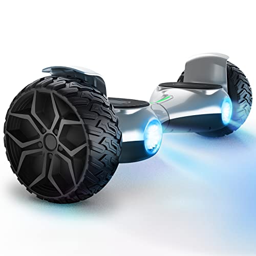 SISIGAD 8.5" Solid Tires Off Road Hoverboard, All Terrain Self Balancing Scooter with 700W Motor, Bluetooth Speakers and LED Lights, Portable Handle