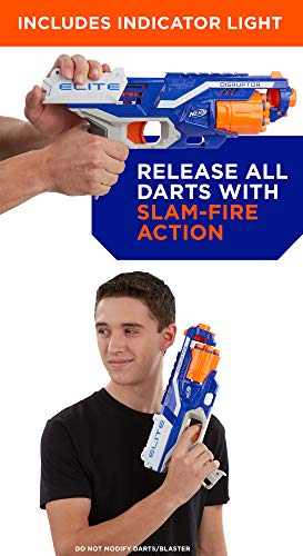 NERF Disruptor Elite Blaster - 6-Dart Rotating Drum, Slam Fire, Includes 6 Official Elite Darts - for Kids, Teens, Adults, (Amazon Exclusive)