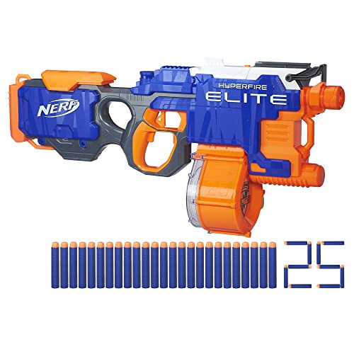 Nerf HyperFire Motorized Elite Blaster, 25-Dart Drum, Fires Up To 5 Darts Per Second, Includes 25 Official Nerf Elite Darts (Amazon Exclusive)