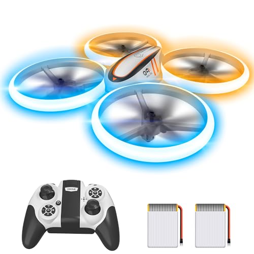 Q9s Drones for Kids,Cool RC Drone with Altitude Hold and Headless Mode,Hobby Quadcopter with Blue&Orange Light,2 Batteries and Remote Control,Birthday and Xmas Gifts Toys for Boys and Girls,Orange