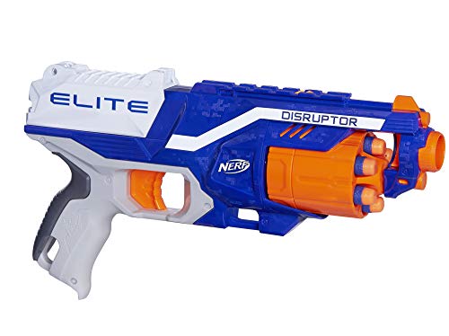 NERF Disruptor Elite Blaster - 6-Dart Rotating Drum, Slam Fire, Includes 6 Official Elite Darts - for Kids, Teens, Adults, (Amazon Exclusive)