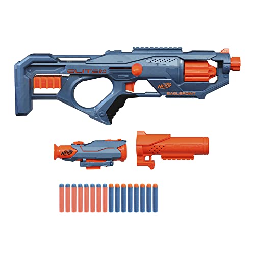 NERF Elite 2.0 Eaglepoint RD-8 Blaster - 8-Dart Drum, Detachable Scope and Barrel, 16 Official Elite Darts, Bolt Action