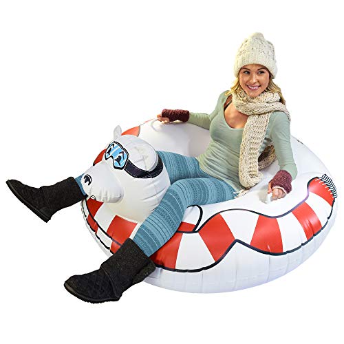 GoFloats Winter Snow Tube - Inflatable Sled for Kids and Adults (Choose From Unicorn, Disney's Frozen, Ice Dragon, Polar Bear, Penguin, Flamingo)