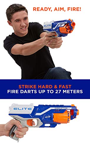 NERF Disruptor Elite Blaster - 6-Dart Rotating Drum, Slam Fire, Includes 6 Official Elite Darts - for Kids, Teens, Adults, (Amazon Exclusive)