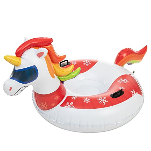 JOYIN 47” Inflatable Snow Tube for Kids and Adults, Heavy-Duty Snow Tube for Sledding, Great Inflatable Snow Tubes for Winter Fun and Family Activities (Unicorn)