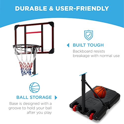 Best Choice Products Kids Height-Adjustable Basketball Hoop, Portable Backboard System w/ 2 Wheels, Fillable Base, Weather-Resistant, Nylon Net, Adjusts from 70.5in to 82.3in - Clear