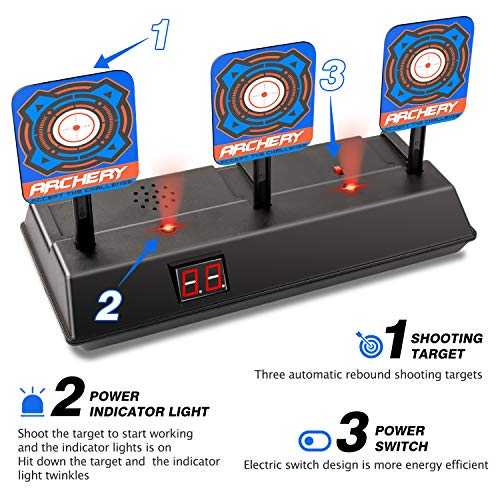 KKONES Electric Scoring Auto Reset Shooting Digital Target with Foam Dart Toy Gun for Nerf Guns Shooting Target,Shooting Toys for Age of 3 4 5 6+ Years Old Kid Boys Girls