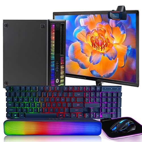 HP RGB Gaming Desktop Combo I5 6500 up to 3.6GHz,16G,128G SSD+3T,GeForce GT 730 2G GDDR5,New 24" 1080P LED,WiFi,BT 5.0,RGB BT SoundBar,RGB Keyboard&Mouse&Mouse Pad,Webcam 1080P,W10P64(Renewed)