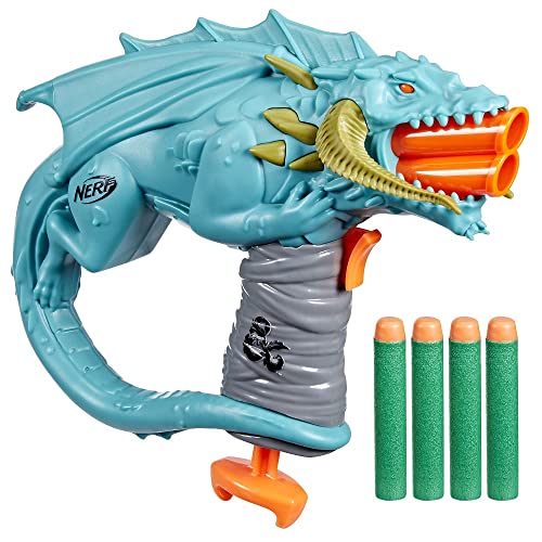 NERF Dungeons & Dragons Rakor Blaster, 4 Elite 2.0 Darts, Kids Outdoor Games, D&D Blaster Toys for Ages 8 & Up