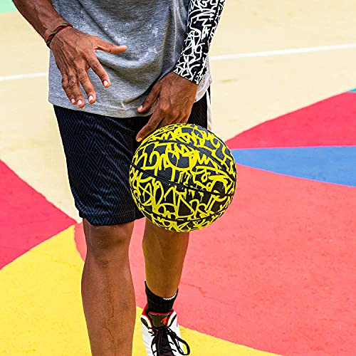 AND1 Chaos Rubber Basketball: Game Ready, Office Regulation Size (29.5”) Streetball, Made for Indoor/Outdoor Basketball Games- Graffiti Series (Black/White)