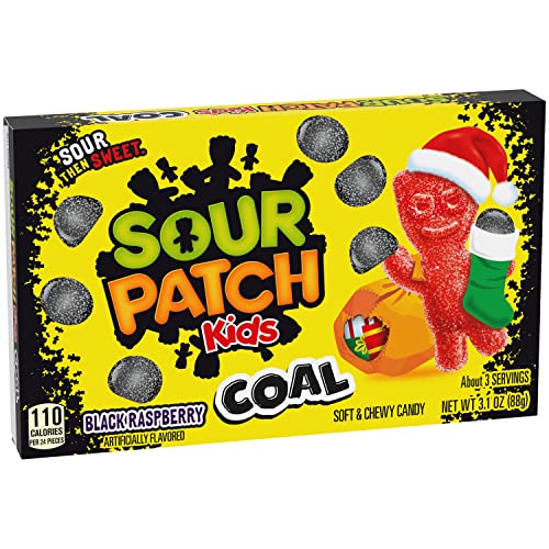 SOUR PATCH KIDS Coal Black Raspberry Soft & Chewy Holiday Candy, 12 - 3.1 oz Boxes