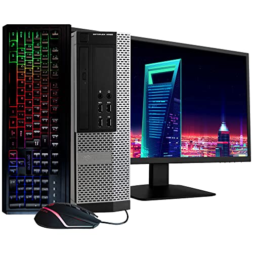 Dell Optiplex 9020 Desktop Computer PC, Intel Quad-Core i5, 500GB HDD Storage, 8GB DDR3 RAM, Windows 10 Pro, DVD, WiFi, 20in Monitor, RGB Productivity Bundle (Renewed)