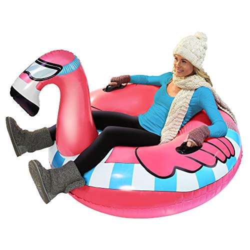 GoFloats Winter Snow Tube - Inflatable Sled for Kids and Adults (Choose from Unicorn, Disney's Frozen, Ice Dragon, Polar Bear, Penguin, Flamingo)