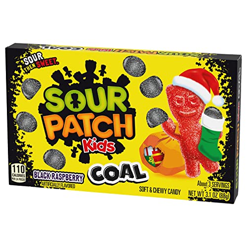 SOUR PATCH KIDS Coal Black Raspberry Soft & Chewy Holiday Candy, 12 - 3.1 oz Boxes