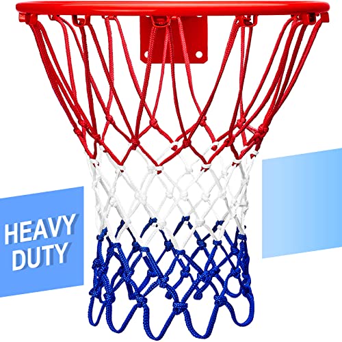 LAO XUE 2022 Upgraded Thickening Heavy Duty Basketball Net, Rainproof Sunscreen for All-Weather 21inches (6.88 Ounce) Standard Thick Nets,12 Loops for Indoor and Outdoor Replacement Net