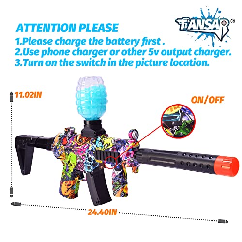 Tansar Gel Splatter Blaster, Automatic Splat Blasters with 7-8mm Water Beads and Everything, Outdoor Activities for Adults and Age 14+, GBN01L