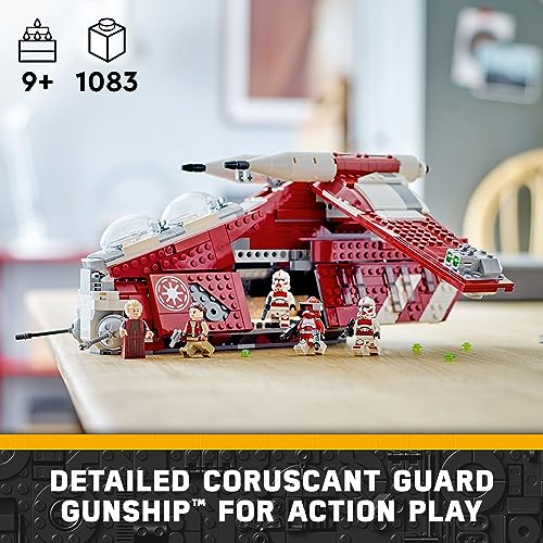 LEGO Star Wars: The Clone Wars Coruscant Guard Gunship 75354 Buildable Toy for 9 Year Olds, Gift Idea Fans Including Chancellor Palpatine, Padme and 3 Trooper Minifigures