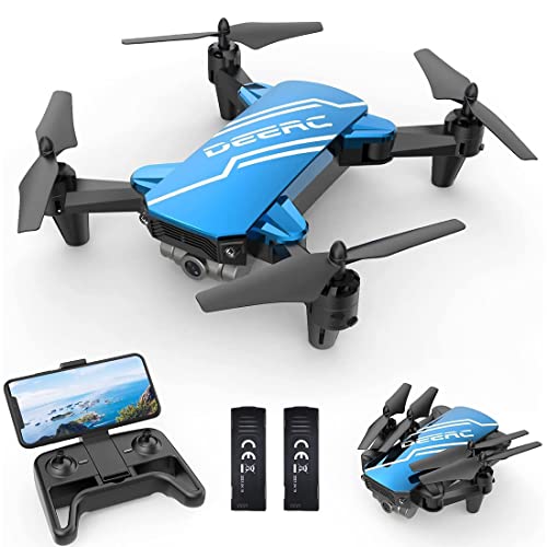 DEERC D20 Mini Drone with Camera for Kids, Remote Control Toys Gifts for Boys Girls with Voice Control, Gestures Selfie, Altitude Hold, Gravity Control, One Key Start, 3D Flips 2 Batteries,1 Piece, Blue