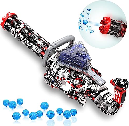 edifying Gel Ball Blaster, Electric Splatter Ball with 30,000 Water Beads,Large Capacity Gatling M134 for Outdoor Backyard Team Games, Boys and Girls for Age 12+(red)