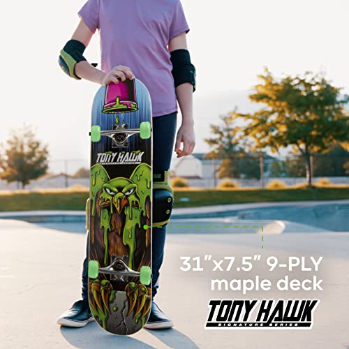 Tony Hawk 31" Skateboard - Signature Series 1 Skateboard with Pro Trucks, Full Grip Tape, 9-Ply Maple Deck, Ideal for All Experience Levels