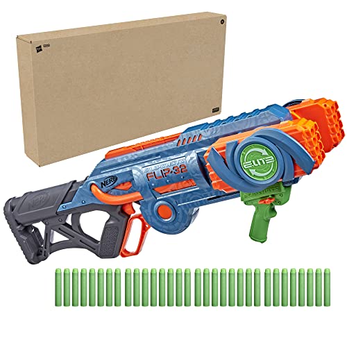 Nerf Elite 2.0 Flipshots Flip-32 Blaster with 32 Dart Barrels That Flip to Double Your Firepower, 32-Dart Capacity, 32 Nerf Elite Darts