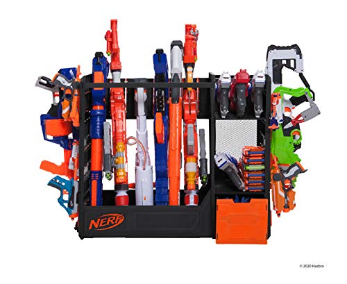 NERF Elite Blaster Rack - Storage for up to Six Blasters, Including Shelving and Drawers Accessories, Orange and Black - Amazon Exclusive