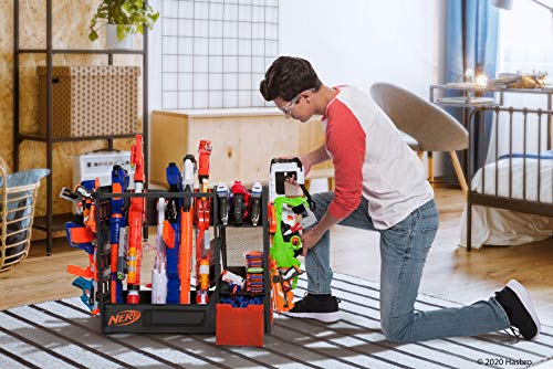 NERF Elite Blaster Rack - Storage for up to Six Blasters, Including Shelving and Drawers Accessories, Orange and Black - Amazon Exclusive