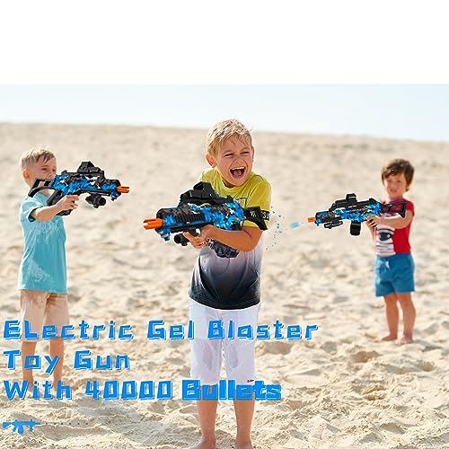 Electric Gel Ball Blaster, High Speed Automatic Splatter Ball Blaster with 40000+ Water Beads and Goggles, JIFTOK Rechargeable Splatter Ball Toys for Outdoor Activities Shooting Game Party Favors