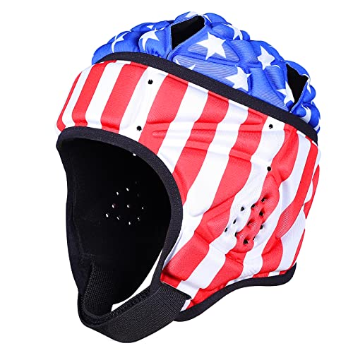 DGXINJUN Soft Shell Protective Headgear 7 V 7 Rugby Headguards Padding Padded Helmet Goalkeeper Adjustable Soccer Goalie Helmet Support Rugby Flag Football Helmet Youth Kids Adults