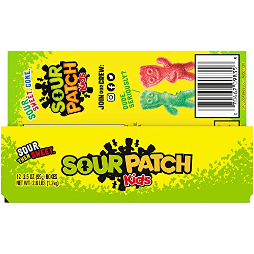 SOUR PATCH KIDS Soft & Chewy Candy, Christmas Candy Stocking Stuffers, 12 - 3.5 oz Boxes