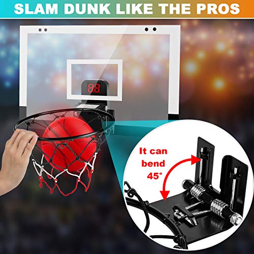 TREYWELL Indoor Basketball Hoop Fan Backboards for Teens and Adults Door Room Mini Hoop with Electronic Scoreboard, 3 Balls and Batteries, Toys for 8 9 10 11 12