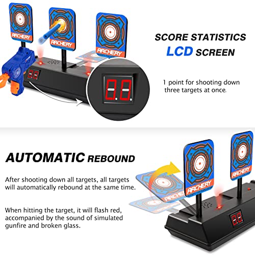 KKONES Electric Scoring Auto Reset Shooting Digital Target with Foam Dart Toy Gun for Nerf Guns Shooting Target,Shooting Toys for Age of 3 4 5 6+ Years Old Kid Boys Girls