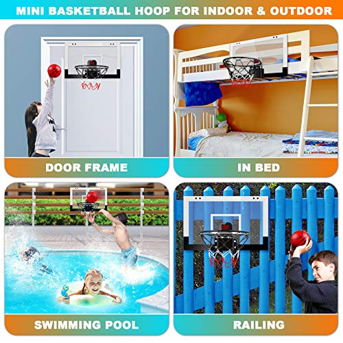 TREYWELL Indoor Basketball Hoop Fan Backboards for Teens and Adults Door Room Mini Hoop with Electronic Scoreboard, 3 Balls and Batteries, Toys for 8 9 10 11 12