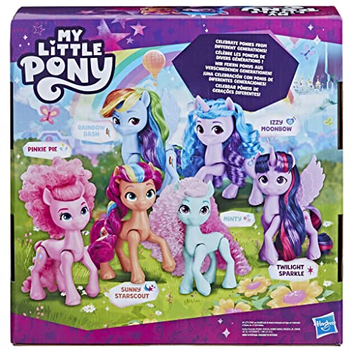 My Little Pony Dolls Rainbow Celebration, 6 Pony Figure Set, 5.5-Inch Dolls, Toys for 3 Year Old Girls and Boys, Unicorn Toys (Amazon Exclusive)